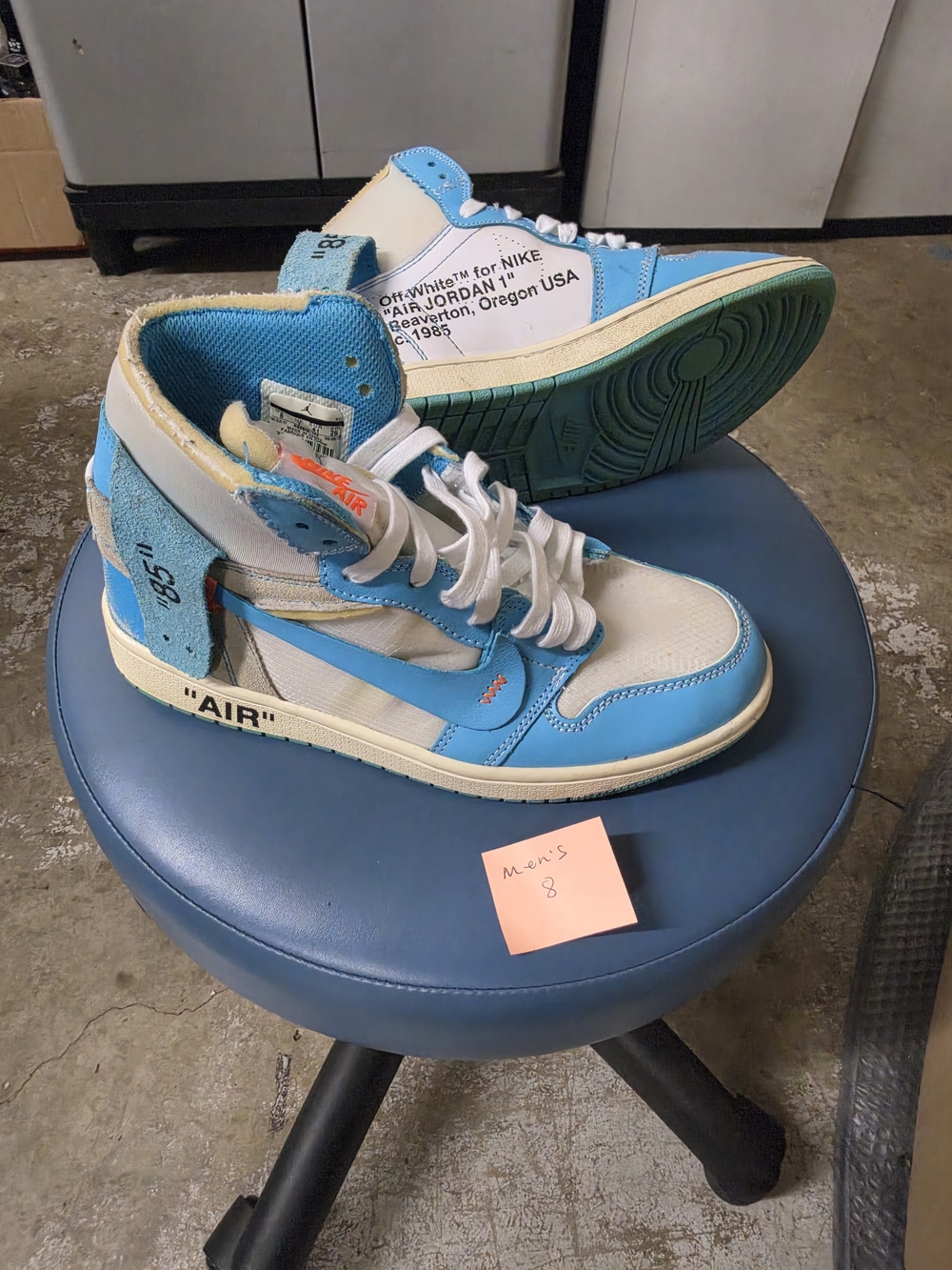 Off-White Air Jordan Sneakers in Light Blue and White